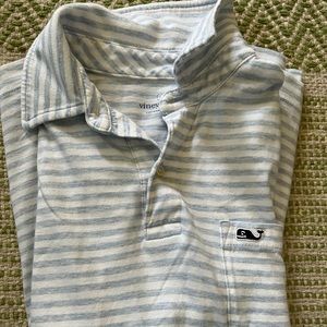 Vineyard Vines polo size 12-14 light blue and white striped.